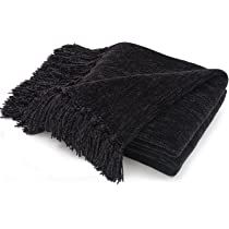RECYCO Throw Blanket Soft Cozy Chenille Throw Blanket with Fringe Tassel for Couch Sofa Chair Bed Li | Amazon (US)