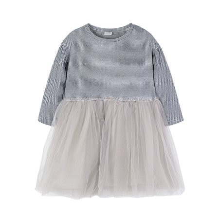 Kids Girls Tulle Dress Patchwork Long Sleeves Round Neck Bubble Princess Dress for Spring New | Walmart (US)