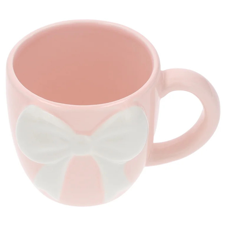 Bow Mug, White and Pink, 4" Tall, Mother's Day by Way To Celebrate | Walmart (US)