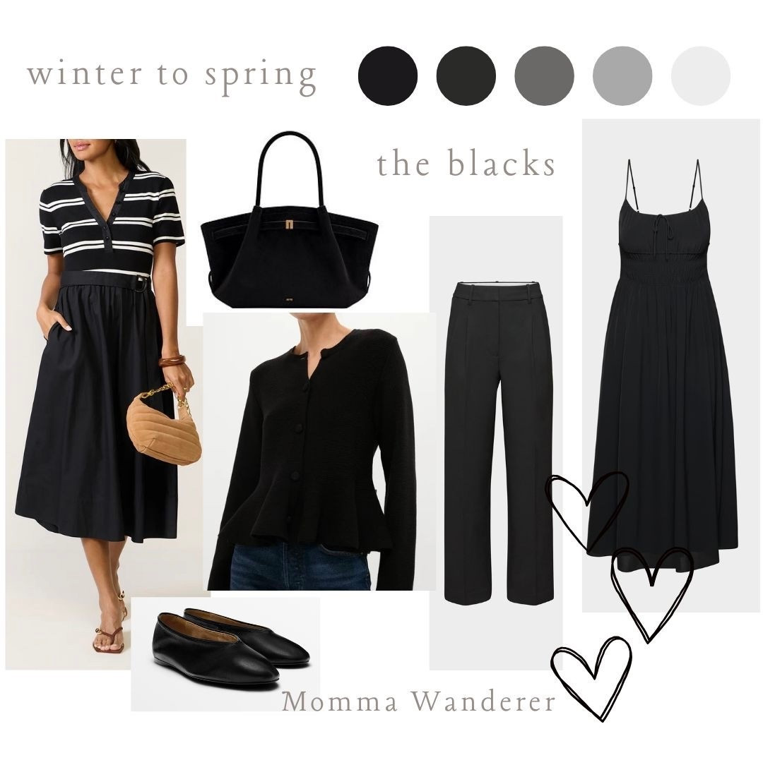 Winter to spring but make it black. 
Winter trends \ transitional style

#LTKU #LTKSeasonal