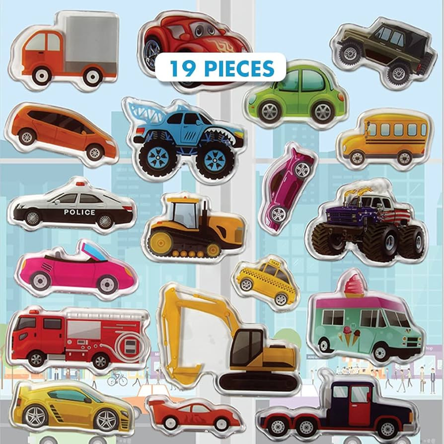 Cars Trucks & Construction Gel Window Clings for Kids - Window Stickers for Toddlers, Monster Tru... | Amazon (US)