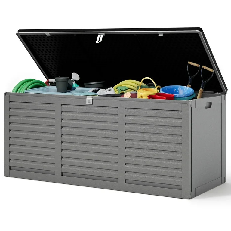 130 Gallon Resin Deck Box, Outdoor Lockable Storage Container for Patio Cushions, Garden Tools, P... | Walmart (US)