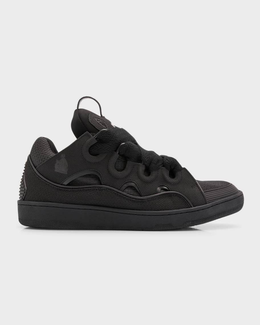 Lanvin Men's Curb Chunky Leather Low-Top Sneakers | Neiman Marcus