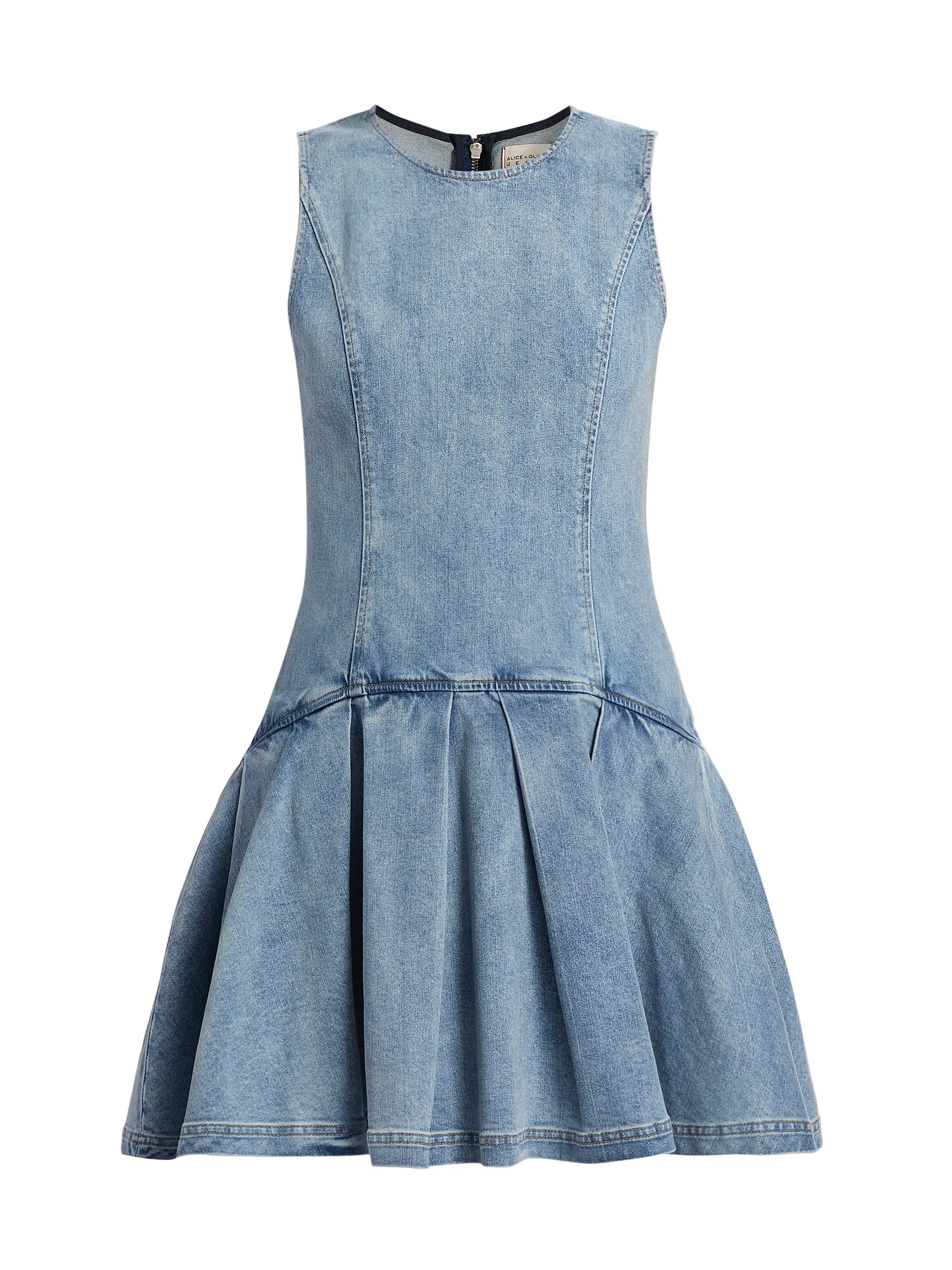 Alice + Olivia Adley Denim Drop-Waist Minidress | Saks Fifth Avenue | Saks Fifth Avenue