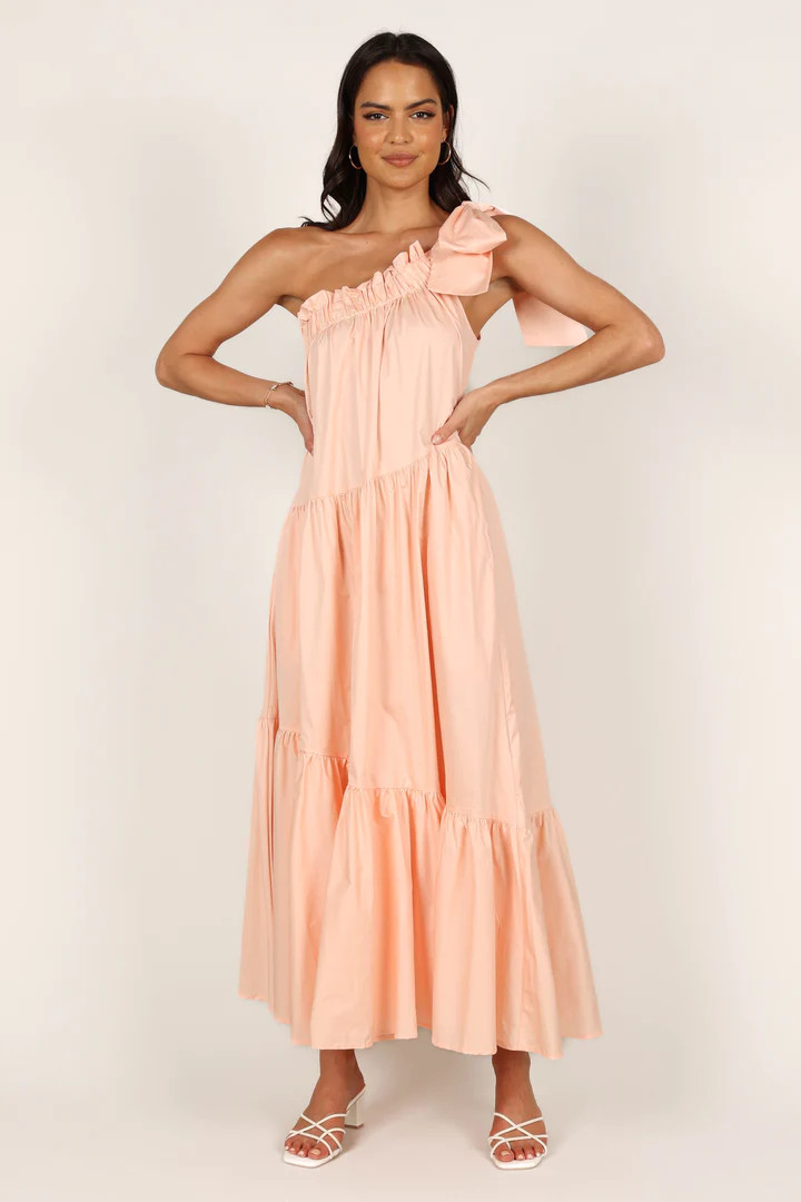 Ava One Shoulder Maxi Dress - Peach | Petal & Pup (US)
