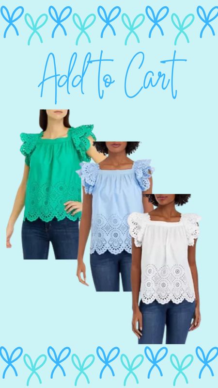 The prettiest top for spring from Belk! Eyelet and ruffles are so on trend this season 🩵💚🤍

Spring outfit. Spring fashion. Affordable.

#LTKstyletip #LTKSeasonal #LTKfindsunder50