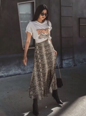 Zara Snake Print Midi Skirt   | eBay | eBay UK