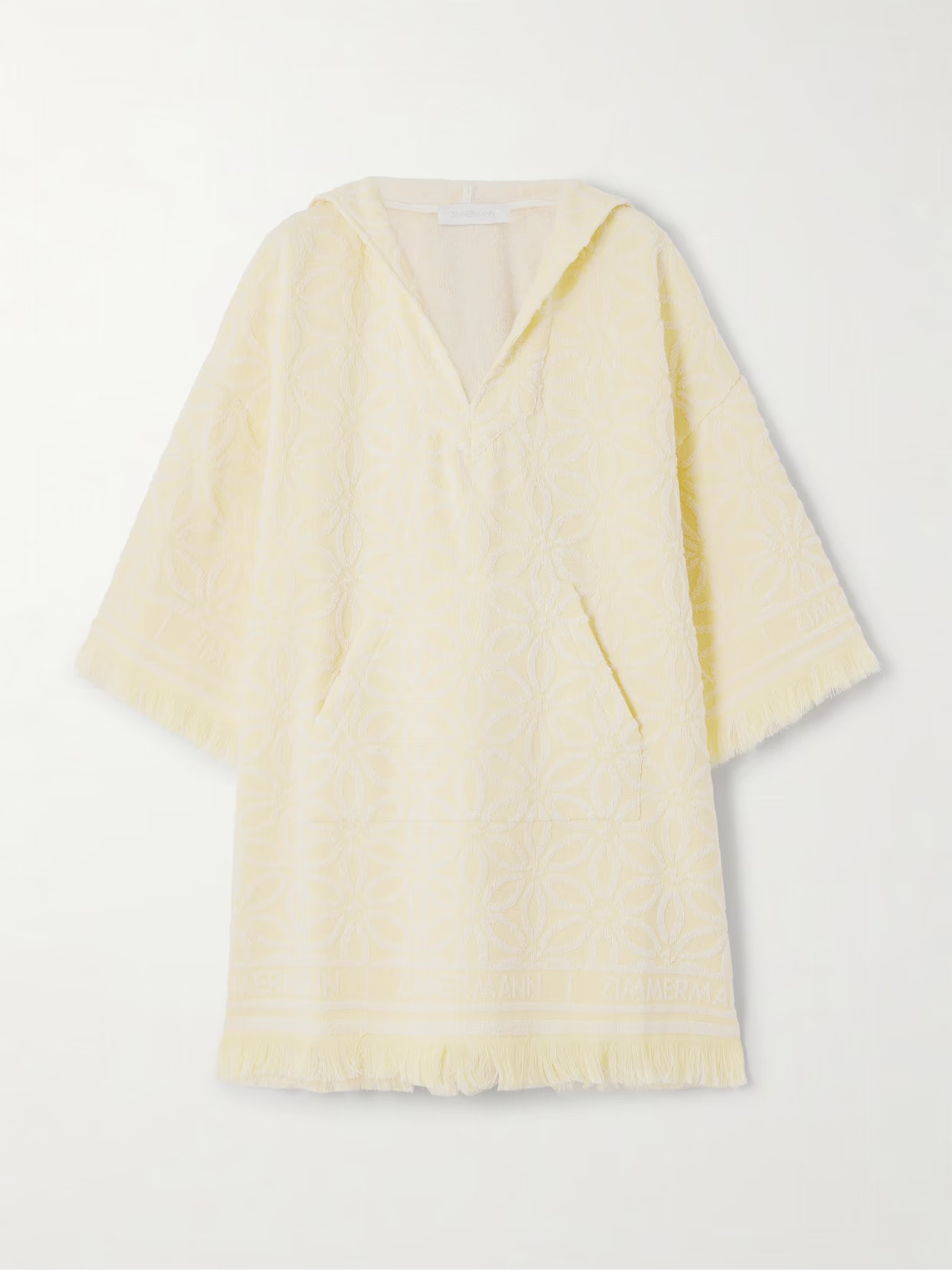 Zimmermann - Coco Fringed Cotton-terry Jacquard Hooded Mini Dress - Yellow | NET-A-PORTER (US)