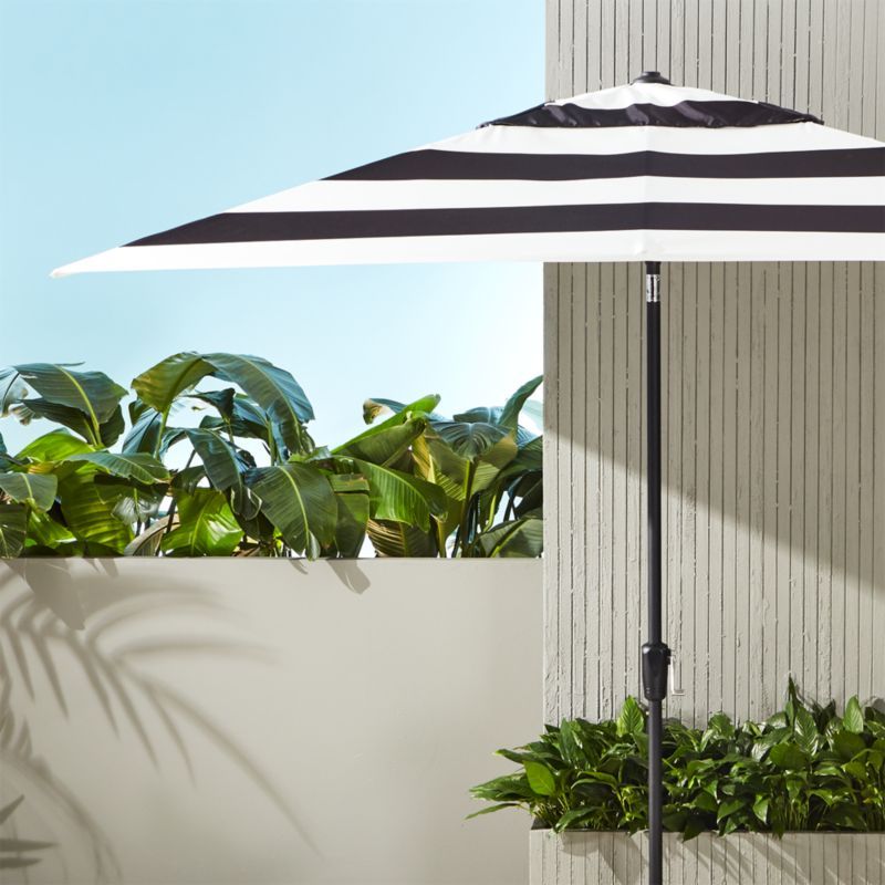 Shadow Rectangular Black and White Stripe Modern Umbrella Shade with Pole + Reviews | CB2 | CB2