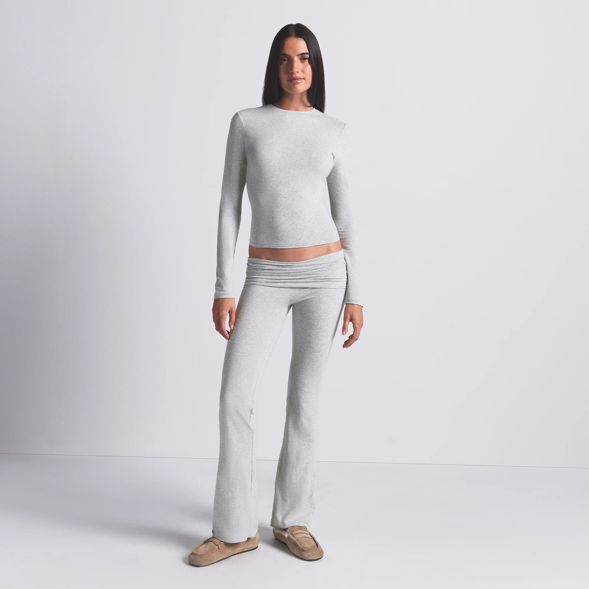 SKIMS Long Sleeve T-Shirt | Grey | Small | Cotton Jersey | SKIMS (US)