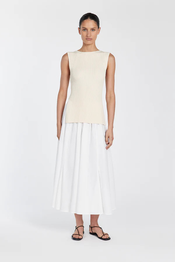 SOFIA CREAM KNIT TUNIC TOP | DISSH