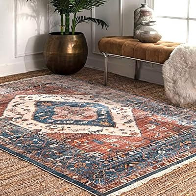 nuLOOM Mabel Tribal Area Rug, 5' x 7' 9", Rust | Amazon (US)