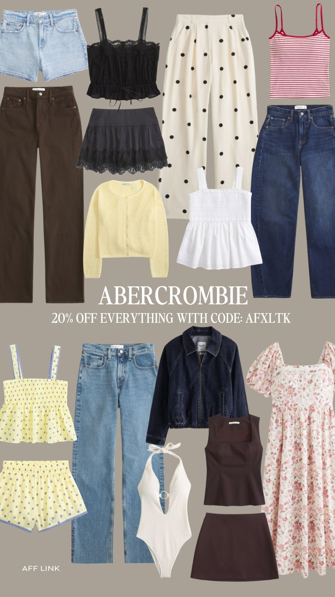 Spring Summer Picks from Abercrombie, which has 20% off everything with code AFXLTK 🙌

Spring Wardrobe Edit, Polka Dot Outfit Ideas, Denim Shorts, Jeans, Yellow Knit Cardigan, Floral Midi Dress, Brown Coord Set, White Swimsuit Style, High Street Casual Staples, Spring Summer Style, Spring Summer Outfit  

 #LTKxAFSale #LTKspring #LTKsummer