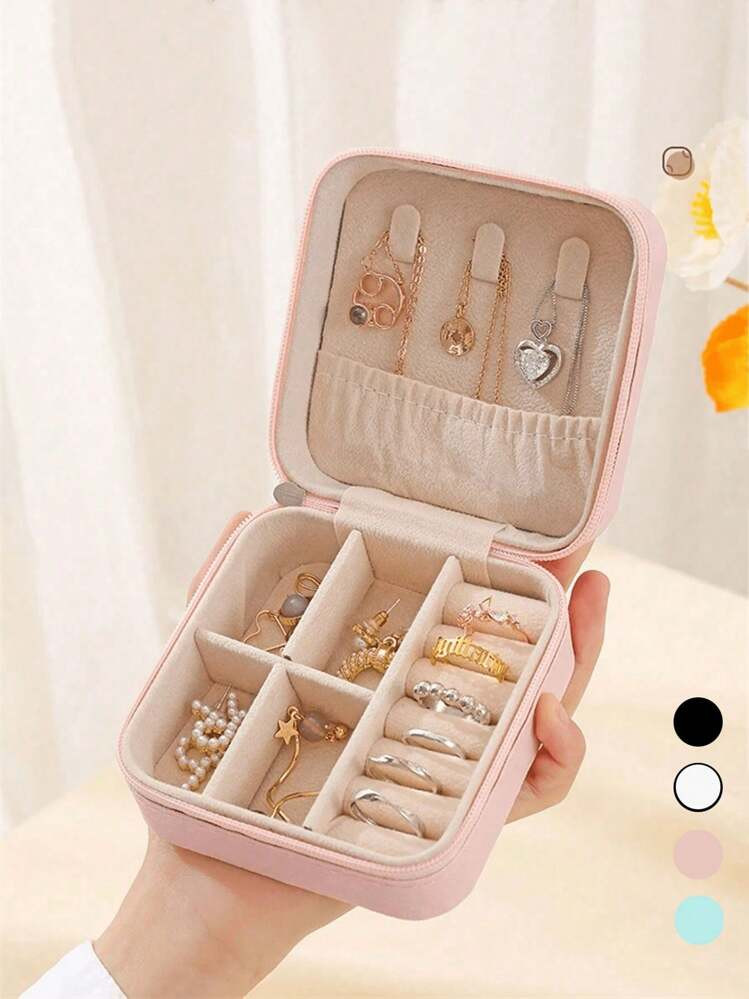 1 Piece Mini Jewellery Organizer, Portable Zipper Travel Jewellery Organizer Box, Ladies Gift Box, Multi-Functional Jewellery Display Rack, Suitable For Rings, Pendants, Earrings, Necklaces And So On. - Suitable Gift Box For Girls And Ladies, Halloween Gift Box, Christmas Gift Box. | SHEIN