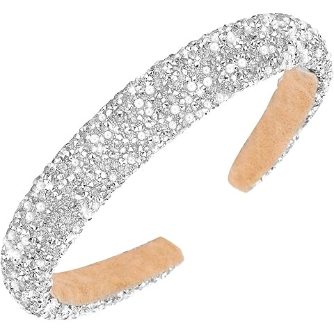 Wecoe Rhinestone Diamond Bling Glitter Sparkle Silver Fashion Headbands for Women and Girls - Thi... | Amazon (US)