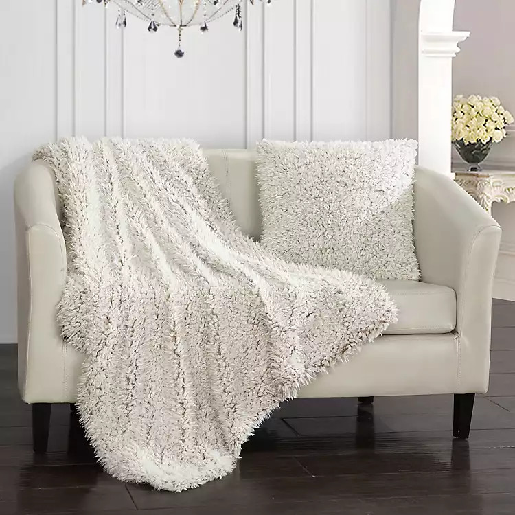 Taupe Chelsea Sherpa 2-pc. Throw and Pillow Set | Kirkland's Home