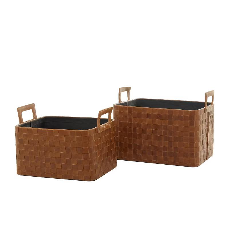 Set of 2 Leather Magazine Holder - Olivia & May | Target