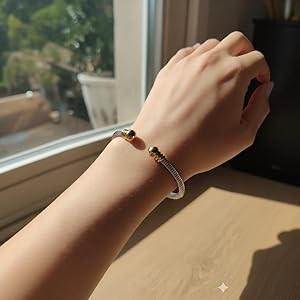 OSIRIDEH2 Stainless Steel Twisted Cable Wire Bracelets Adjustable Open Cuff Bangle Bracelet Vinta... | Amazon (US)