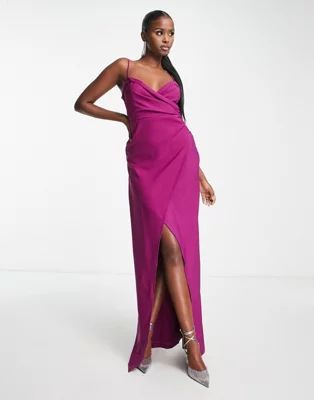 Trendyol wrap cami maxi dress in plum | ASOS (Global)