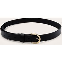 Black Pu Gold Crescent Buckle Skinny Belt | PrettyLittleThing US