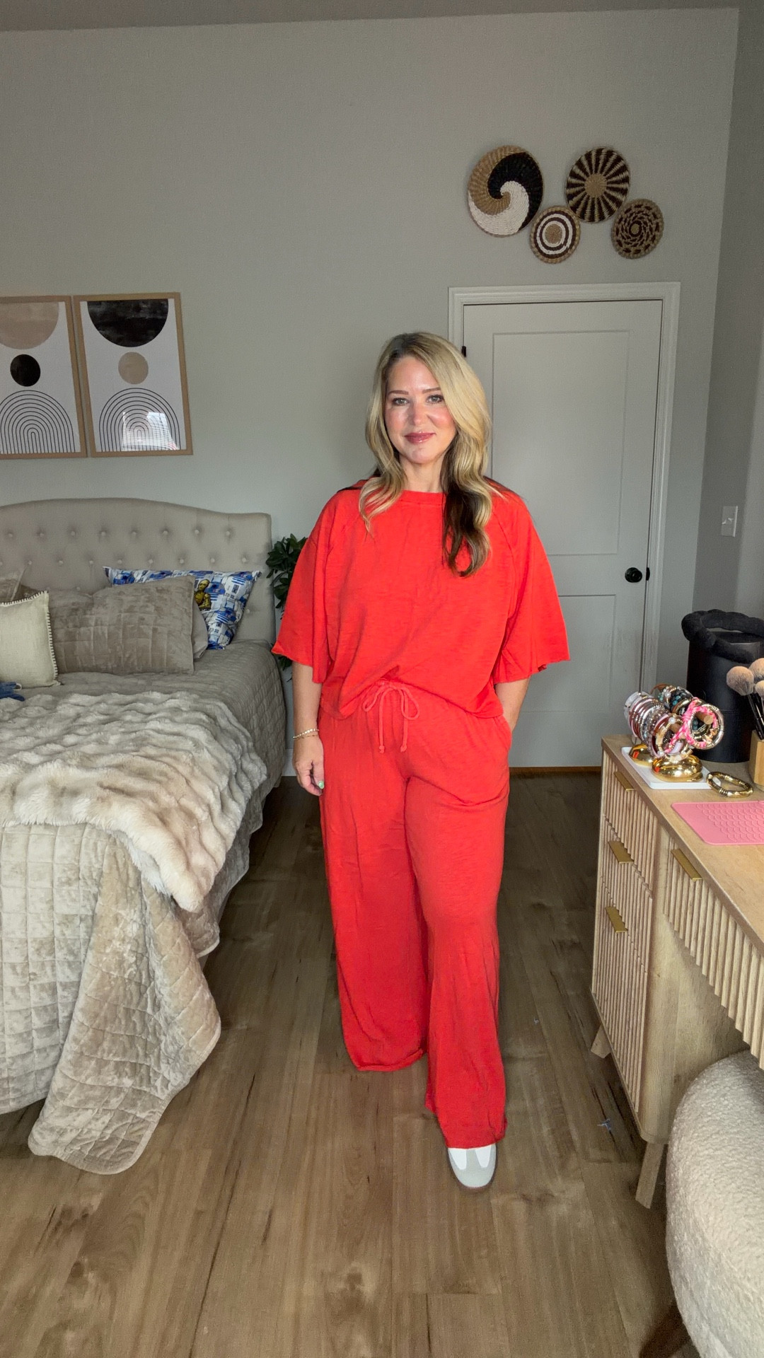 Red set size medium 
Purple set size large 
Leopard set size large 
Overalls size large 

#LTKMidsize #LTKOver40 #LTKPetite