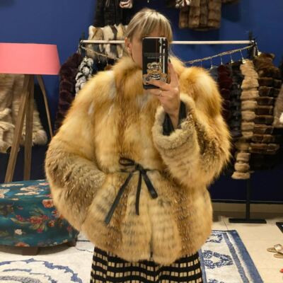 Genuine Women's Genuine Red Fox Fur Coat Mid-Length Jacket Luxury Thick Outwears | eBay US