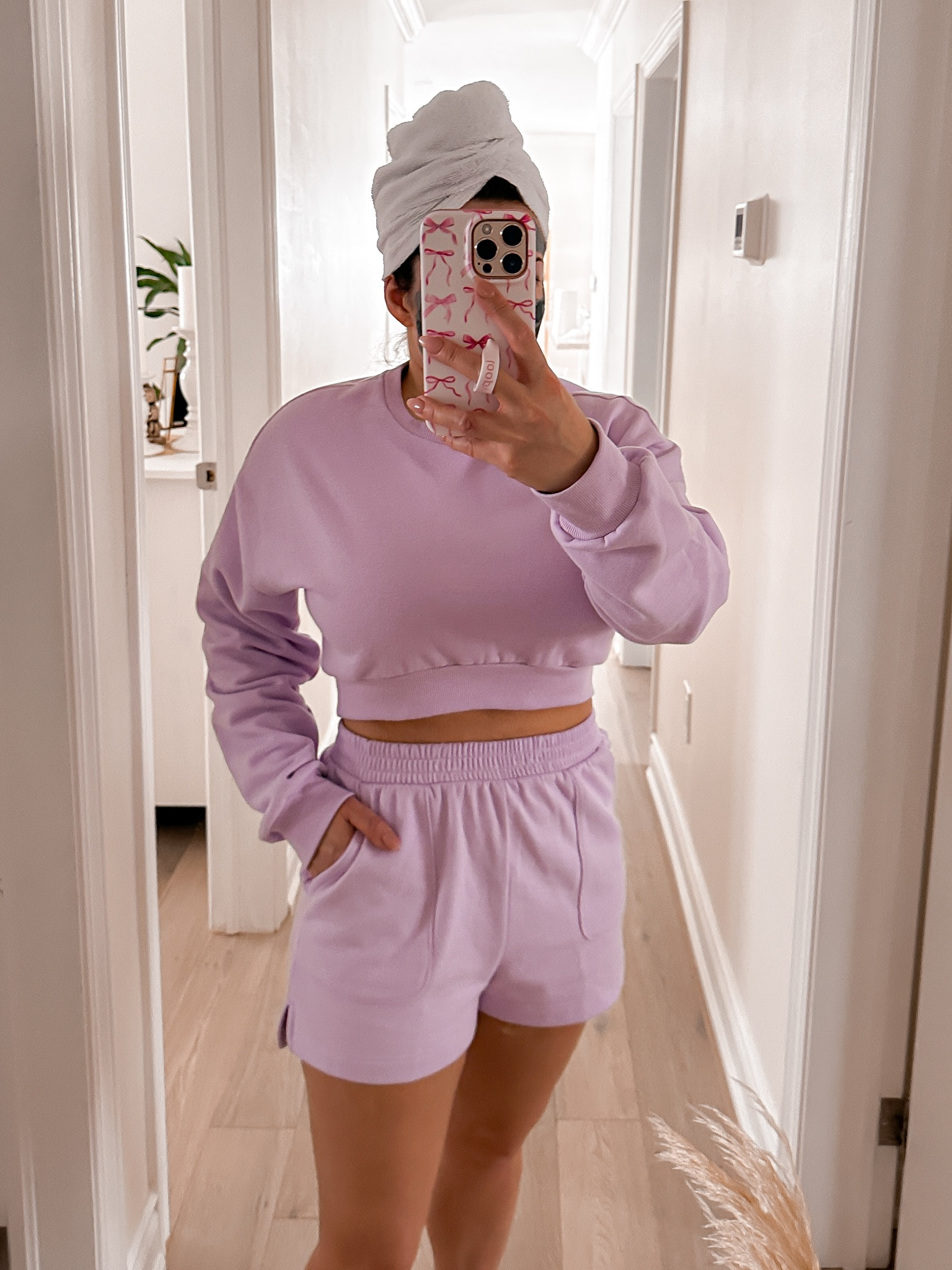 Crop fleece sweater. Fleece shorts. Matching set. 

#LTKspring #LTKstyletip #LTKcanada