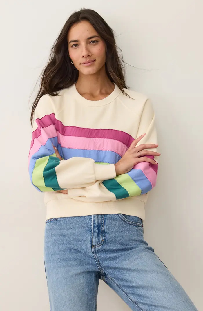Stripe Appliqué Cloud 9 Fleece Sweatshirt | Nordstrom