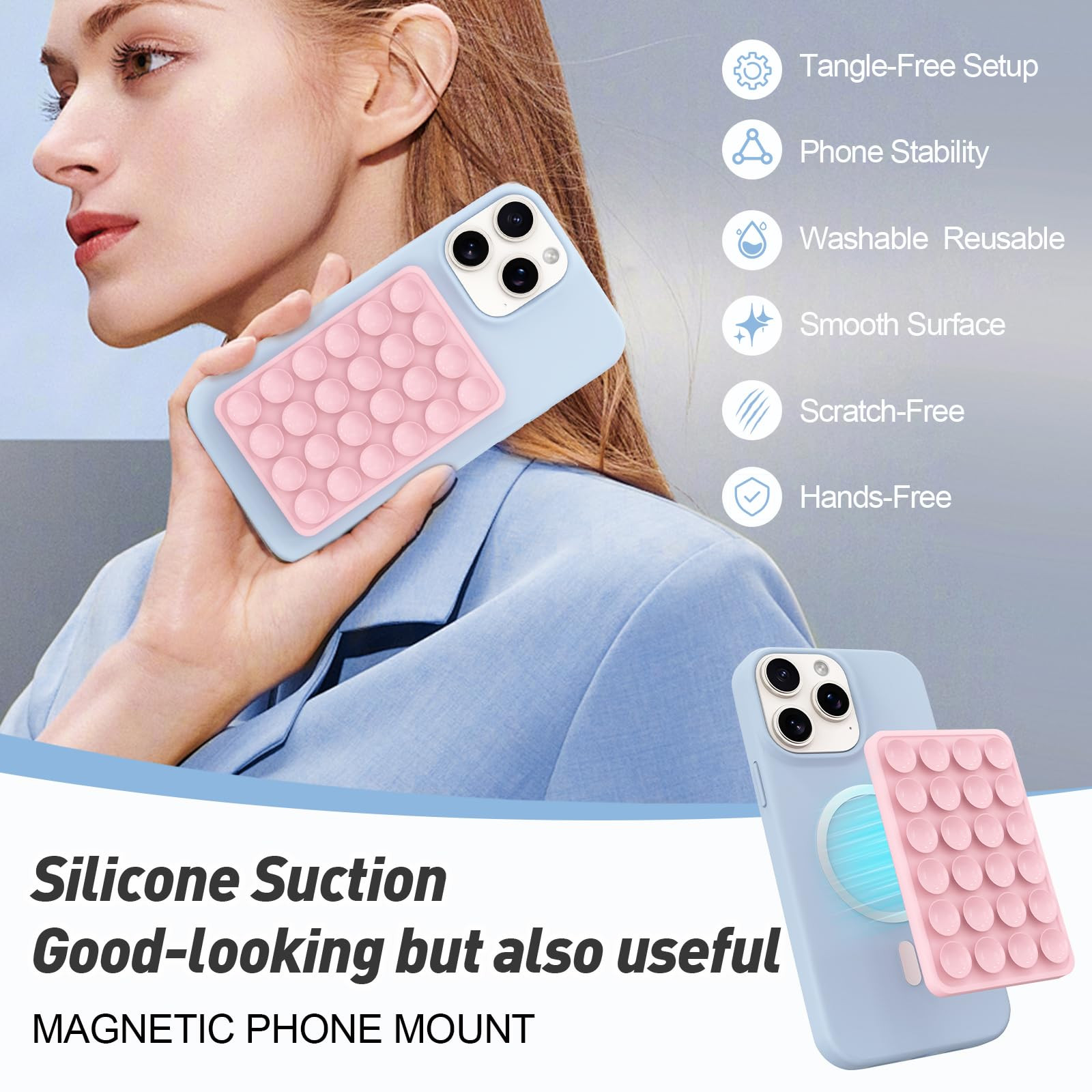 Magnetic Suction Phone Mount for MagSafe Case,Silicone Octo Cup Buddy Sticky Phone Grip Holder fo... | Amazon (US)