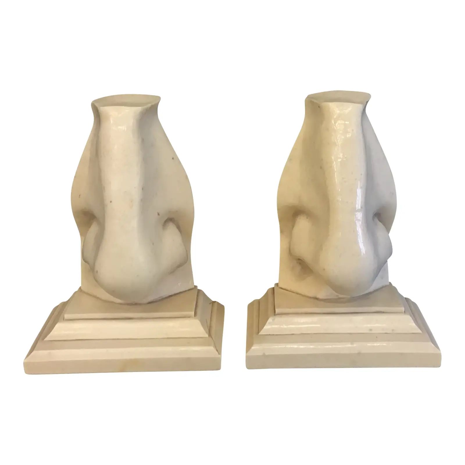 Vintage Nose Bookends | Chairish
