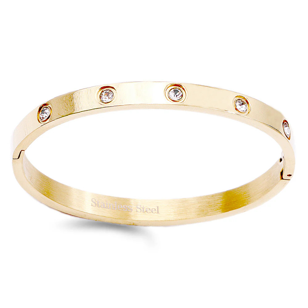 Essie Stainless Steel Bracelet with Round Rhinestone Insets | Benaar La