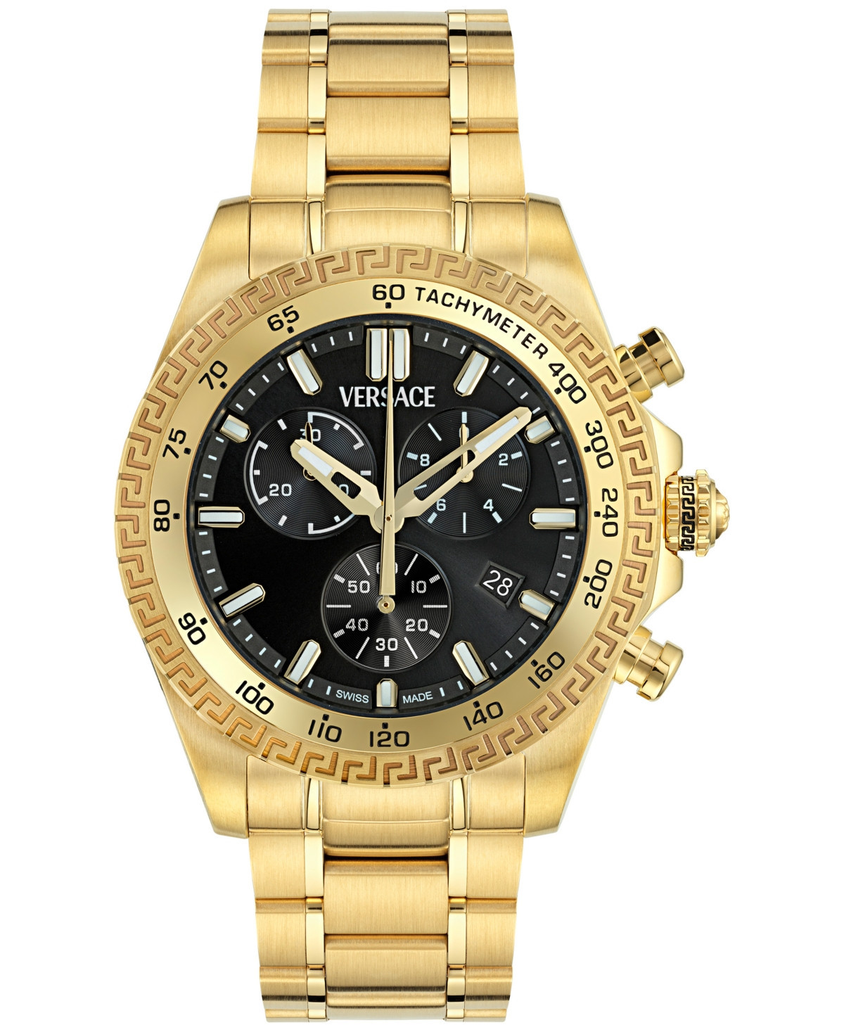 Versace Men's Swiss Chronograph X Gold Ion Plated Stainless Steel Bracelet Watch 44mm - Ip Yellow Gold | Macy's