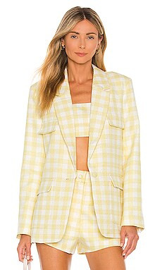 Camila Coelho Dona Blazer in Yellow & White from Revolve.com | Revolve Clothing (Global)