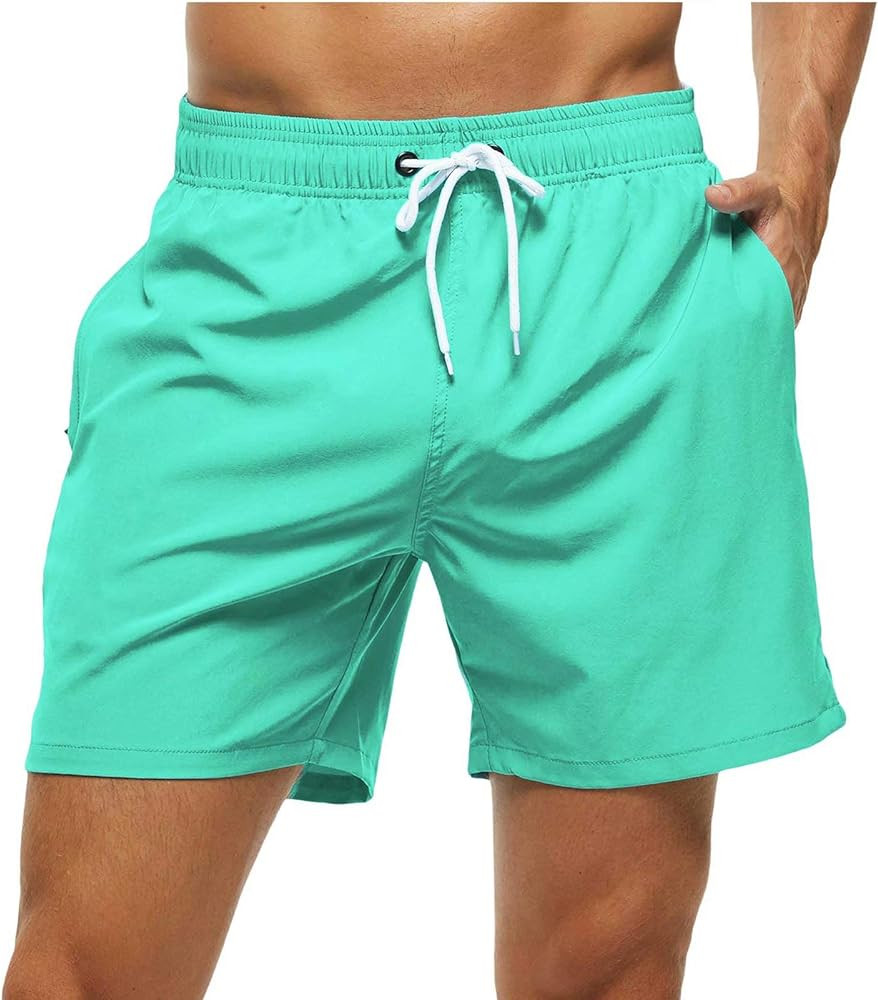 Tyhengta Men's Swim Trunks Quick Dry Beach Shorts with Zipper Pockets and Mesh Lining | Amazon (US)