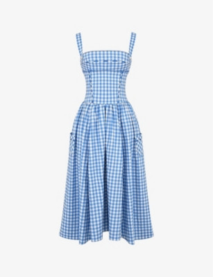 Vivien gingham stretch-woven midi dress | Selfridges