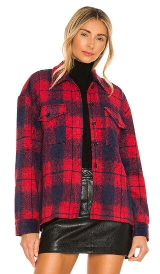 Hollis Shirt Jacket in Red and Navy | Revolve Clothing (Global)