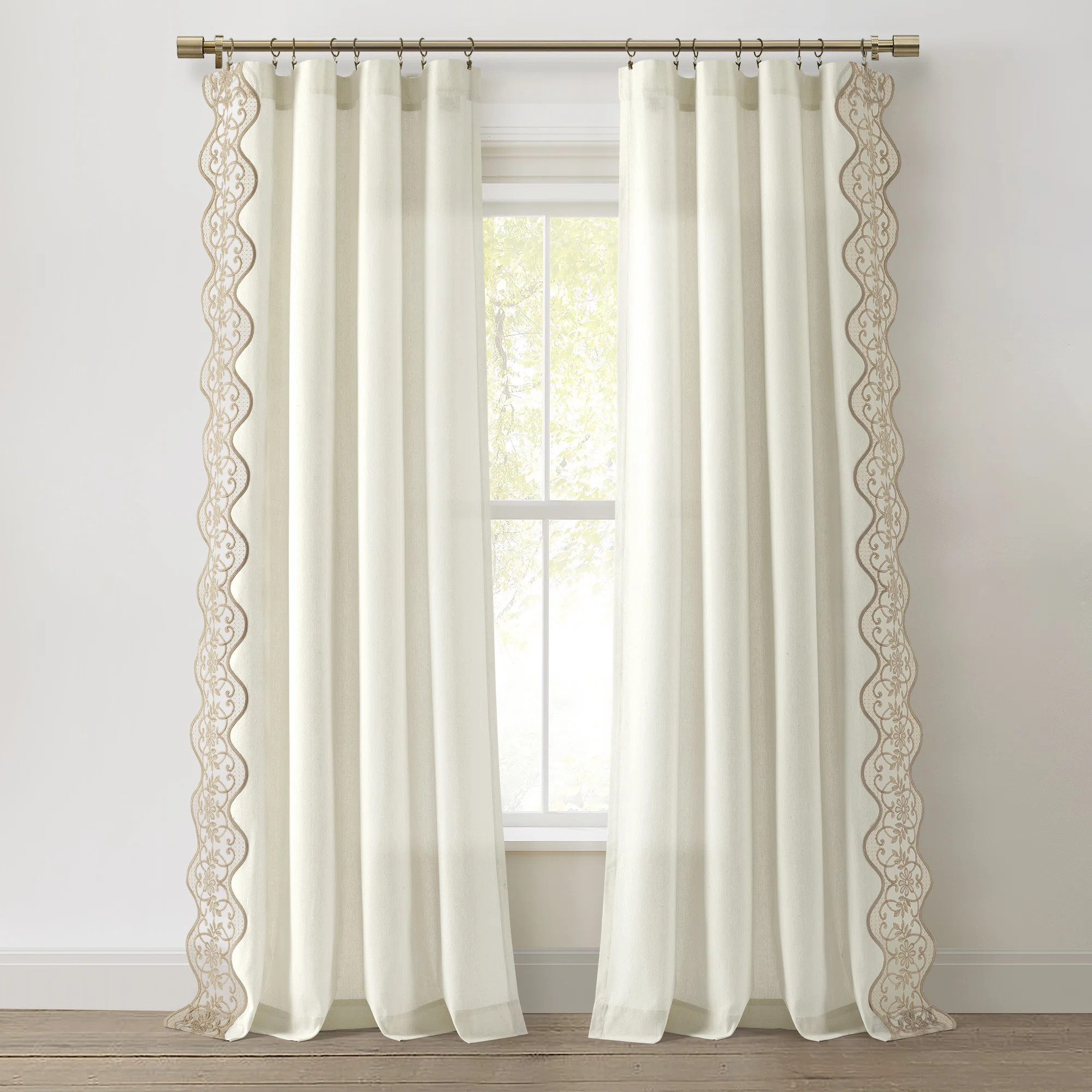 Ophelia & Co. Scalloped Edge Lace Border Window Panel Single 52x84 & Reviews | Wayfair | Wayfair North America