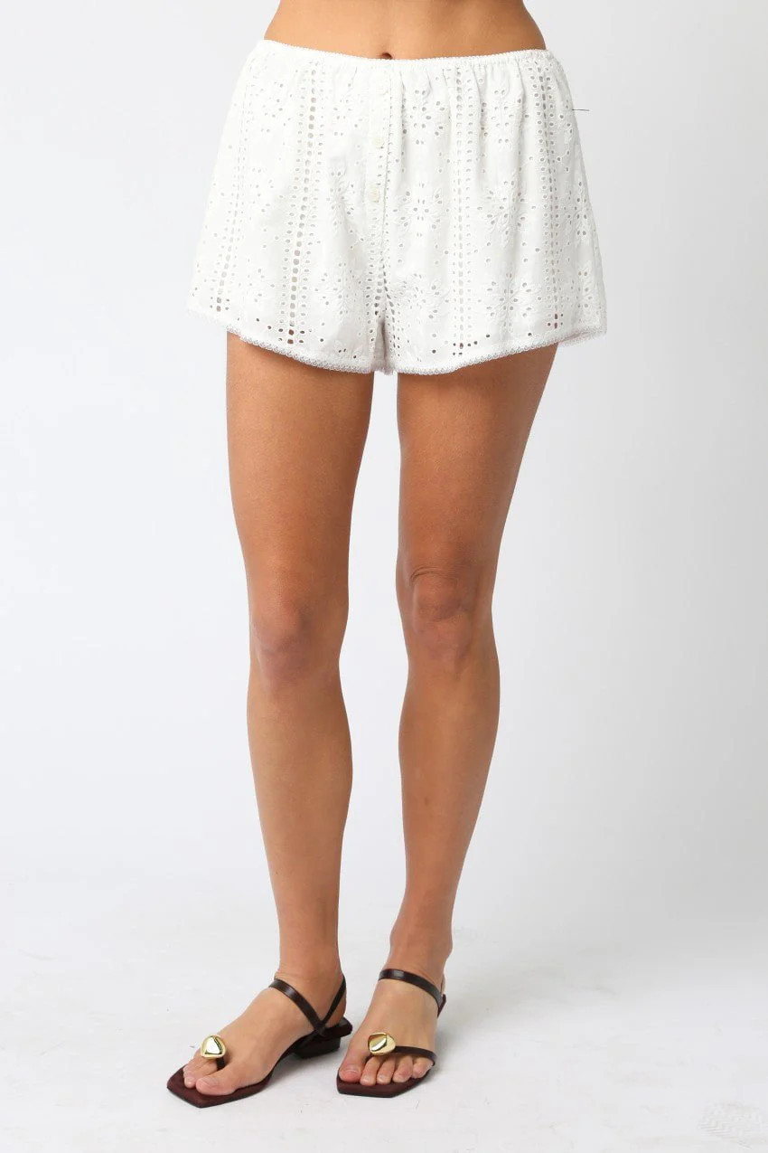 Nantucket White Eyelet Shorts S | Boho Pink