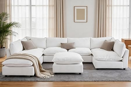 Modular Sectional Sofa, Oversized Chenille Cloud Couch, Deep Comfy Seat, 8-Seater Sofas Couches f... | Amazon (US)