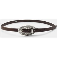 Zara - 100% Leather Belt With Engraved Buckle - Brown - 30 (Us 30) - Woman | Zara US