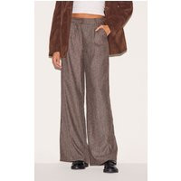Brown Herringbone Mid Rise Tailored Pants | PrettyLittleThing US