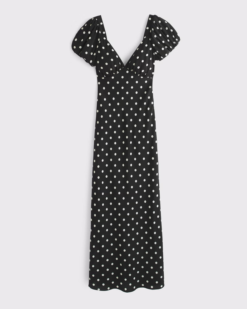 Women's Puff Sleeve Midi Dress | Women's Dresses & Jumpsuits | Abercrombie.com | Abercrombie & Fitch (US)