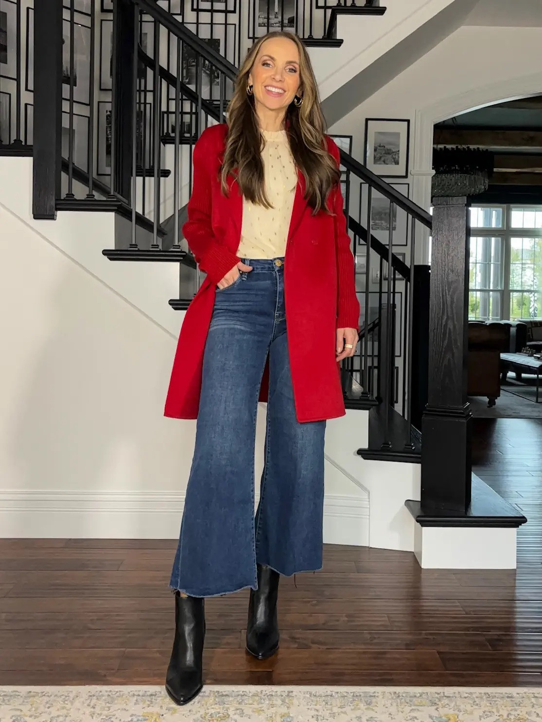 @nordstrom holiday style with red coat + favorite wide leg cropped jeans #NordstromPartner

#LTKHoliday #LTKSeasonal #LTKStyleTip