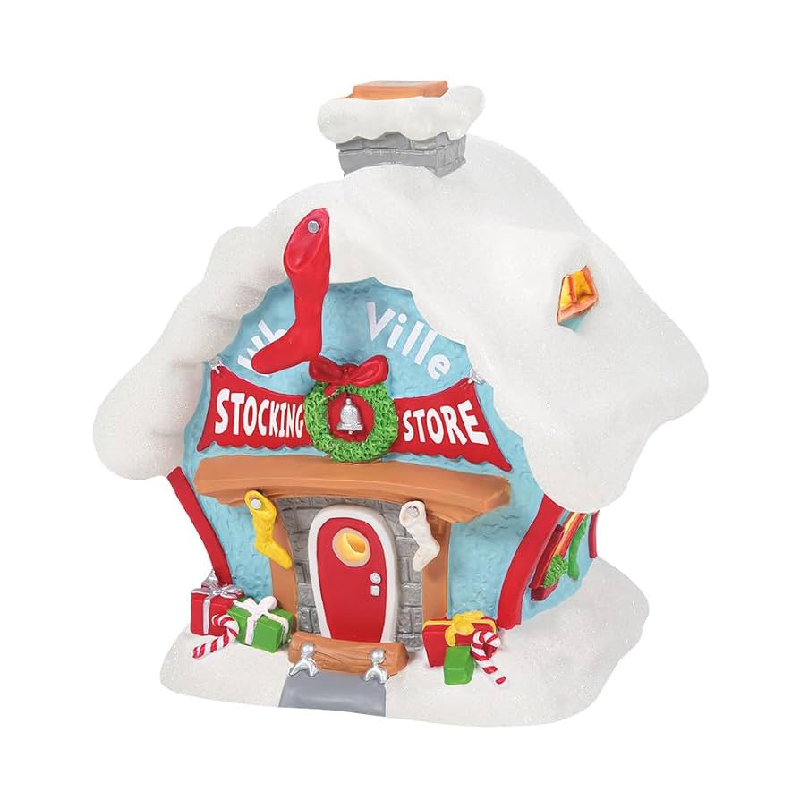 Department 56 Porcelain Dr. Seuss Grinch Village Who-Ville Stocking Store Lit Building, 7.17 Inch... | Amazon (US)