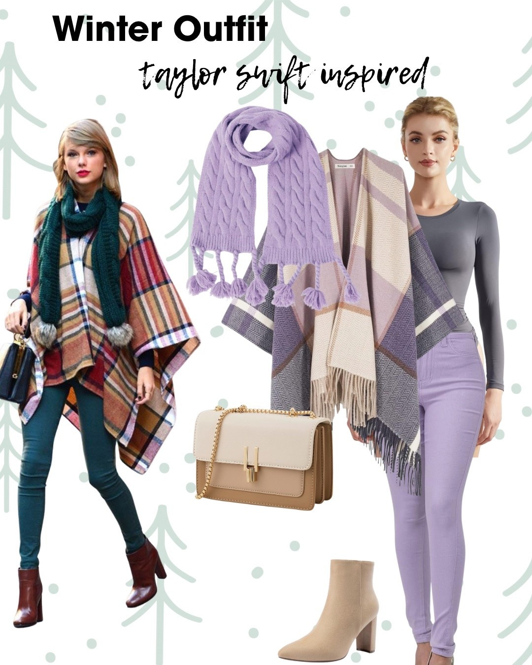 Winter outfits
Celebrity outfits
Poncho
Scarf
Taylor Swift
Purple
Lavender
Lilac
Gray
Plaid
Purse
Satchel
Beige
Ivory
Tan
Tassels
Gift ideas
Outfit ideas
Style ideas
How to style 
Cold weather outfit
Pretty
Stylish
Cute
Trendy
Fun
Daughter
Sister 
Friend
Boots
Ankle boots
Booties
Heels
Heel
Skims dupe
Soft 
Cozy
Warm 

#LTKMidsize #LTKGiftGuide #LTKSeasonal