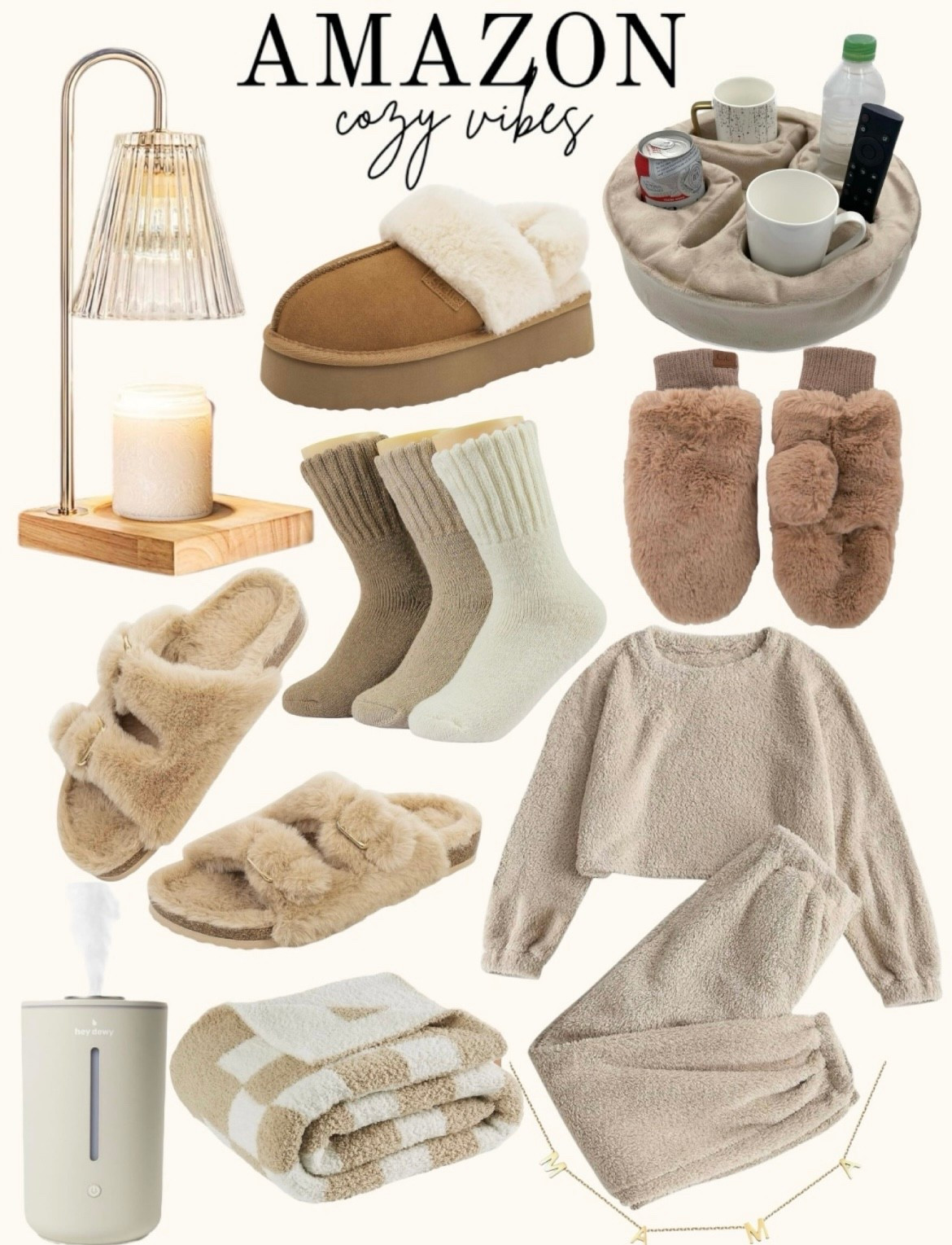 Cozy winter finds that would be great options for gifts, and/or for treating yourself 🎄✨

Fuzzy mittens, platform UGG dupe, slippers/shoes, candle warmer lamp, humidifier, blanket, fleece two-piece cozy set, socks, gift guide, gifts for her, holiday season, Amazon finds, neutral lover, winter fashion 



#LTKSeasonal #LTKGiftGuide #LTKHoliday