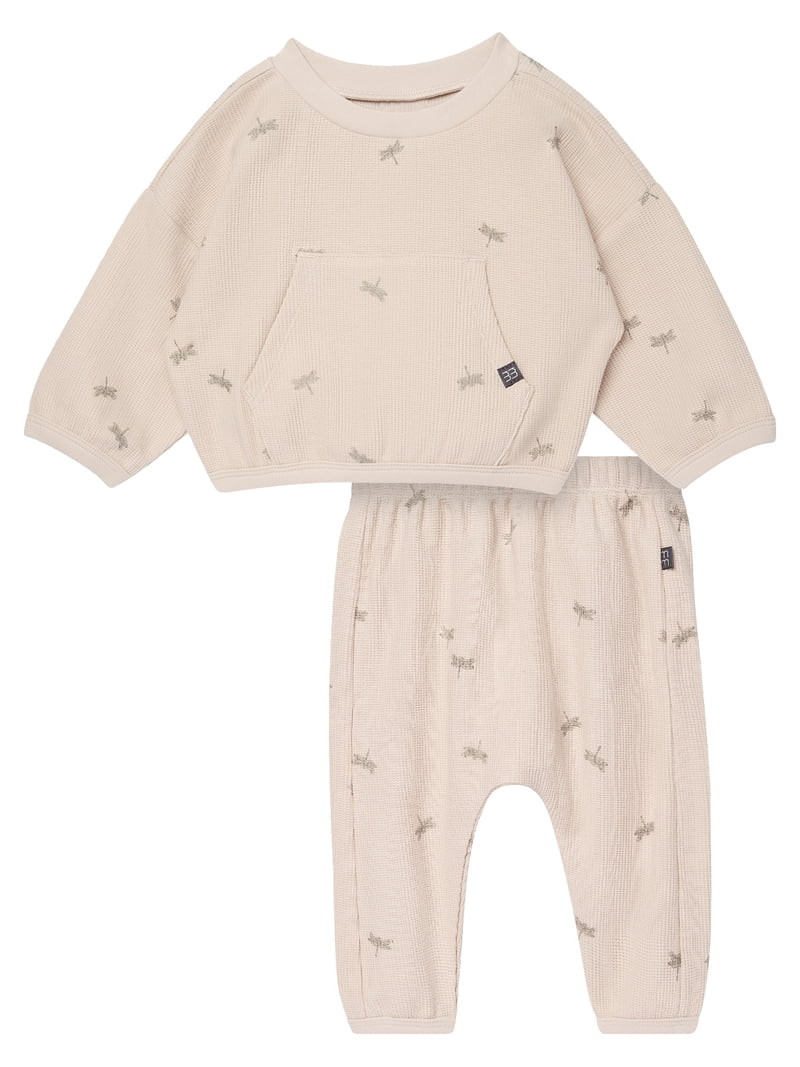 Modern Moments by Gerber Baby Boy Top and Pant Outfit Set with Kanga Pocket, 2-Piece, Sizes 0/3 M... | Walmart (US)