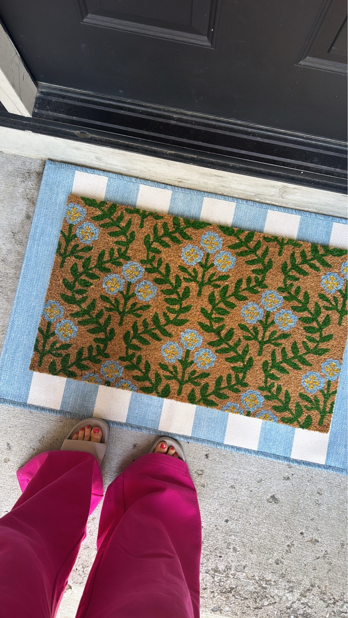 This layered doormat setup made my front porch feel so much cuter for spring. I love the blue striped rug paired with the floral mat, it adds the perfect little pop of color and charm.

spring porch decor, layered doormats, front porch decor, floral doormat, blue striped rug, outdoor decor, spring home decor, entryway inspiration, cute porch ideas, colorful home decor, curb appeal, home finds

#LTKHome