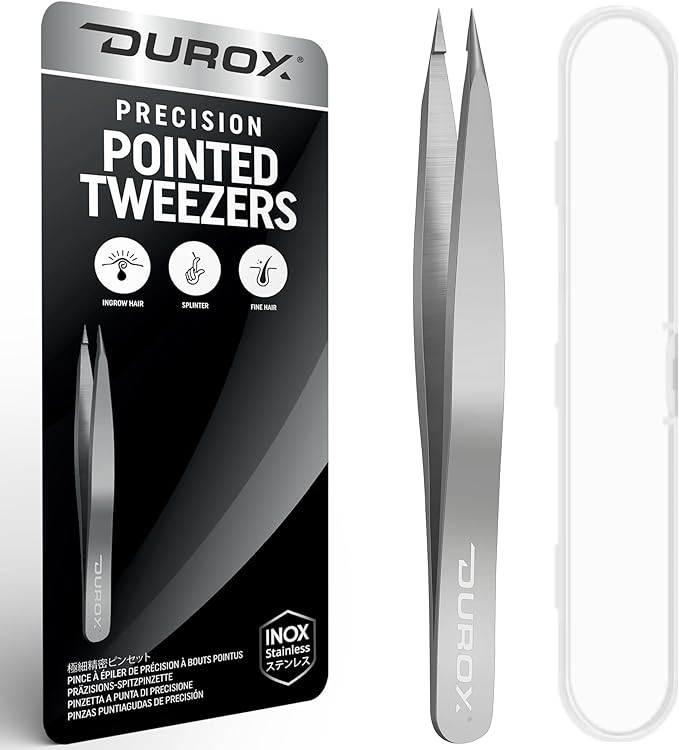 DUROX Ingrown Hair Tweezers — Pointed Tweezers for Ingrown Hair Removal, Fine-Tip Splinter Remo... | Amazon (US)