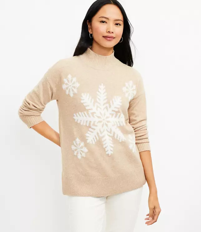 Snowflake Turtleneck Tunic Sweater | LOFT